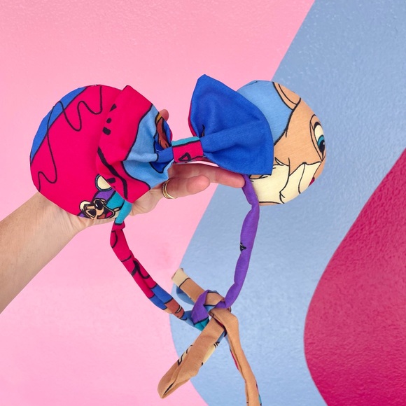 New York Couture *One of a Kind* HAKUNA MATATA Mouse Ears Tie Headband - Picture 4 of 5